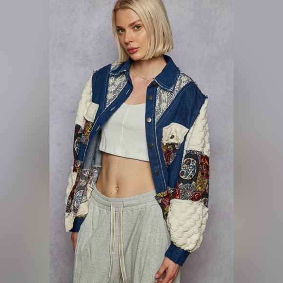 POL Multicolor Patchwork Jean Oversized Jacket - Picture 4 of 5
